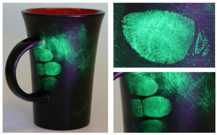 Fingerprints on a black cup